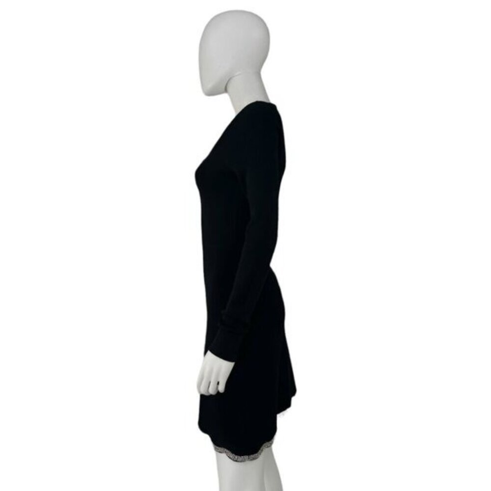 Moon River NEW Black Scalloped Edge Long Sleeve Formal Mini Dress Size S - Picture 7 of 7